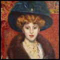 vrouw met blauwe hoed